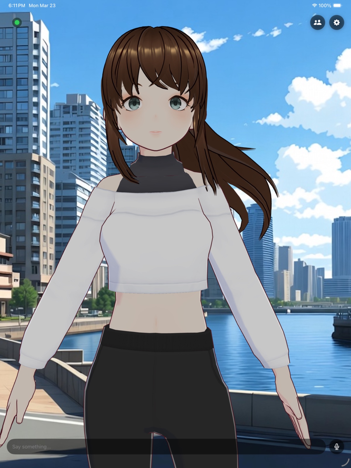Chitin avatar on a city riverside